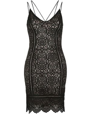 TOPSHOP Lace Strappy Plunge Dress - Black