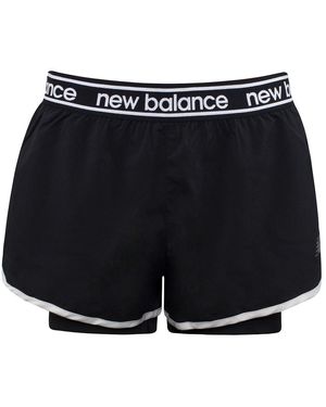 New Balance Logo Stretch Waist Relentless 2In1 Shorts Ws01177 Bk Spandex - Black
