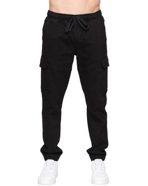 Crosshatch Malimore Cuffed Ankle Cargo Jeans (Solid) - Black