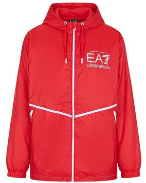 EA7 Bold Logo Hooded Jacket - Red