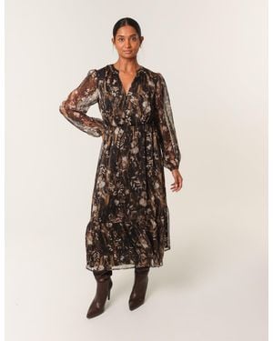 Blue Vanilla Button Front Midi Dress - Natural