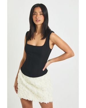 Boohoo Petite Crepe Rose Mini Skirt - White