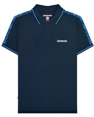 Lambretta Ss24 Paisley Taped Polo Shirt Cotton - Blue