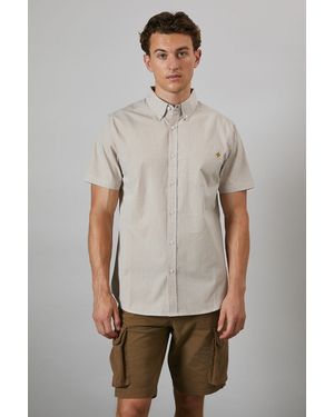MAINE Micro Grid Check Short Sleeve Shirt Cotton - Grey
