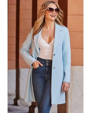 Sosandar Pastel Tailored Coat With Luxe Buttons - Blue