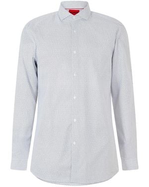 HUGO Microprint Oxford Long-Sleeved Formal Shirt - Blue