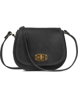 Woodland Leathers Genuine Italian Leather Cross Body Bag - Black