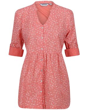 Regatta Ladies Nemora Birds Cotton Blouse (Shell) - Pink