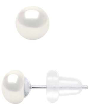 Ateliers Saint Germain Earrings Real Cultured Freshwater Pearls Button 5-6 Mm - White