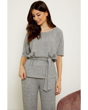 Sosandar Super Soft Short Sleeve Loungewear Top - Grey