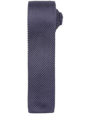 PREMIER Adult Slim Knitted Tie (Steel) - Blue