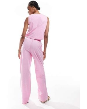 ONLY Wide Leg Boxer Detail Trousers Co-Ord - Pink