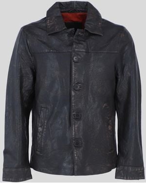 Ashwood Leather 'Class' Real Regular Fit Coat With Button Closure - Blue