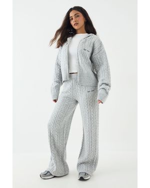 DSGN Studio Cable Knit Straight Leg Trouser - Grey