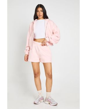 Boohoo Tall High Waist Sweatshort With Internal Drawcord - Pink