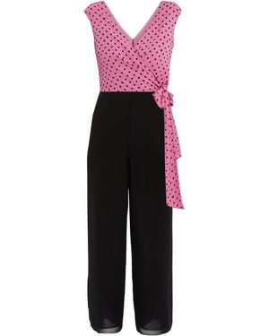 Gina Bacconi Milana Chiffon Jumpsuit With Spot Bodice - Purple