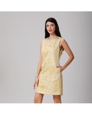 Smart & Joy Minimalistische Mini-jurk Van Brokaat - Naturel