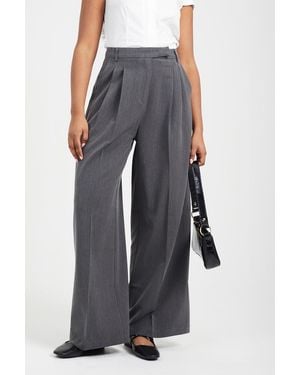 Brave Soul Wide Leg Trousers With Pleat Details - Black
