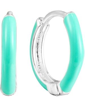 SEOL + GOLD Sterling Aqua Enamel Hoops - Blue