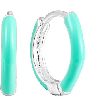 SEOL + GOLD Sterling Aqua Enamel Hoops - Blue