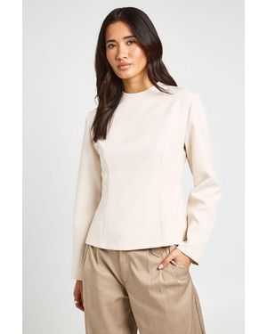Boohoo Seam Detail Tailored Top - Natural