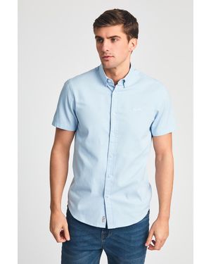 Tokyo Laundry Cotton Short Sleeved Button-Up Oxford Shirt - Blue