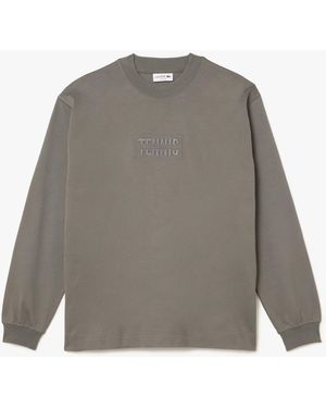Lacoste Long Sleeve Loose Fit Cotton T-shirt - Grey