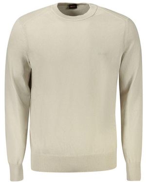 BOSS Ronde Hals Trui Katoen Brei - Naturel