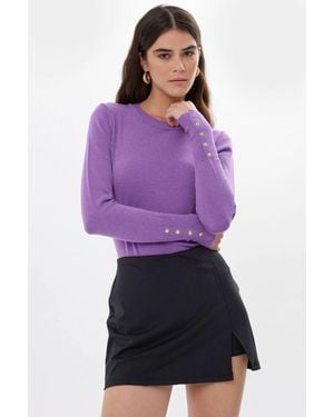 Hiccup Button-Detail Knitted Jumper - Purple