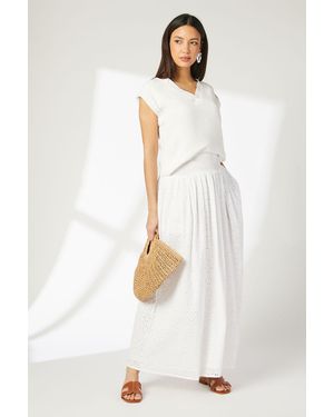 PRINCIPLES Ivory Broderie Midi Skirt - White