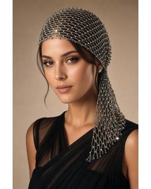 SVNX Vintage Rhinestone Net Headwear - Black