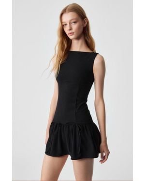 Grimelange Slim Fit Boat Neck Mini Dress - Black