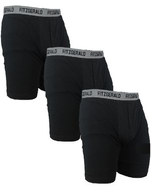 Fitzgerald London 3 Pack Boxer Shorts Plus Size Underwear - Black