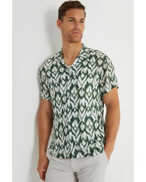 Threadbare 'Corbar' Printed Revere Collar Short Sleeve Shirt - Green