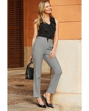 Sosandar Gingham Tapered Trouser - Brown