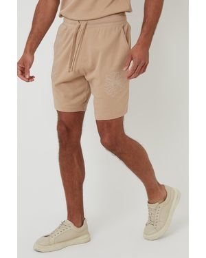 Threadbare Floral Embroidered Cotton Sweat Shorts - Natural