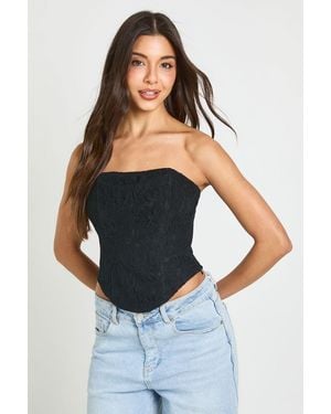 Boohoo Lace Bandeau Corset Top - Blue