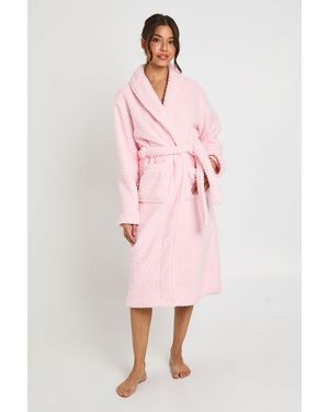 Boohoo Waffle Fleece Long Dressing Gown - Pink