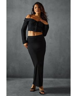 MissPap Tailored High Waist Maxi Skirt - Black