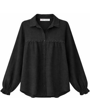 MixRay Textured Cotton Button-Up Shirt - Black