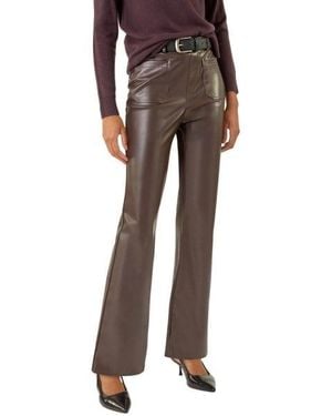 Roman Faux Leather Bootcut Trouser - Brown