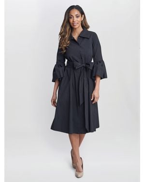 Gina Bacconi Melinda Taffeta Shirt Dress - Blue