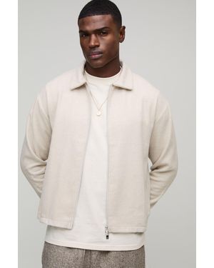 BoohooMAN Oversized Brushed Texture Shirt Jacket - Natural