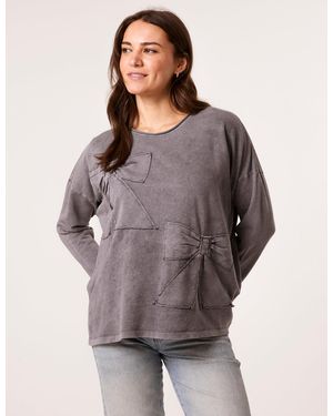 Blue Vanilla Bow Sweatshirt - Grey