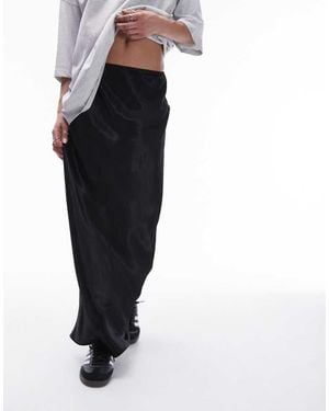 TOPSHOP Satin Maxi Skirt - Black