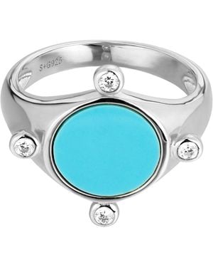 SEOL + GOLD Sterling Cz Beaded Ring - Blue