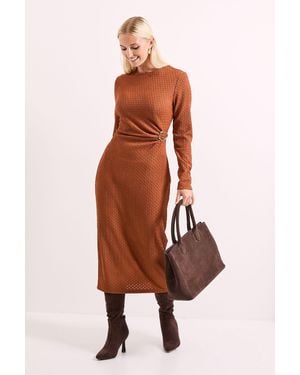 PRINCIPLES Buckle Twist Front Crinkle Jersey Midi Dress - Multicolour