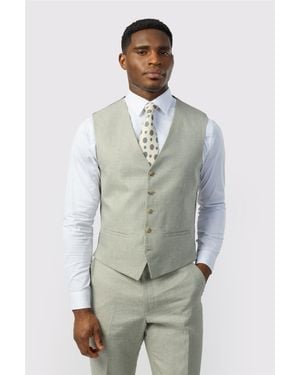 Ted Baker Single Breasted Five Button V-Neck Tailored Suit Waistcoat - Green