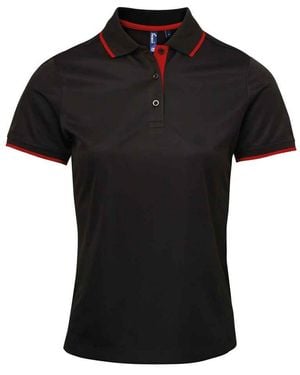 PREMIER Ladies Coolchecker Contrast Pique Polo Shirt - Black