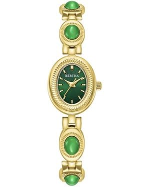 Bertha Rosalie Jade Stone Bracelet Watch - Metallic